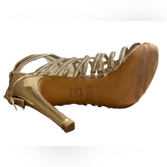 Stuart Weitzman Gold Strappy Shoes - Picture 8 of 9